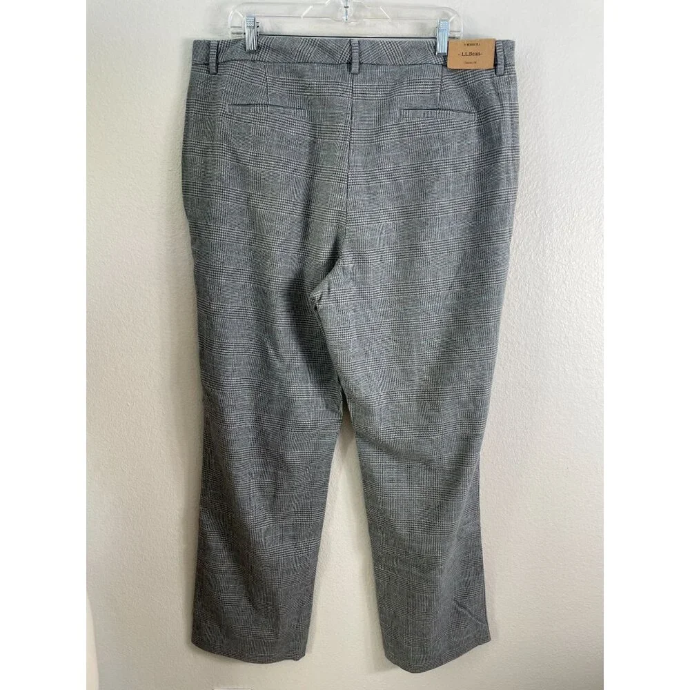 NEW‎ LL Bean Womens 20 Medium Tall Classic Fit Plaid Pants Straight Leg